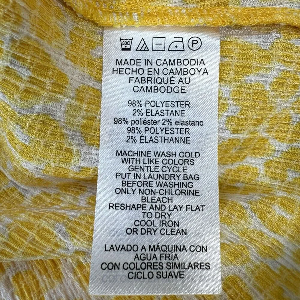 Michael Kors Dandelion Yellow Leopard Print Blouse Medium Animal Print NWT